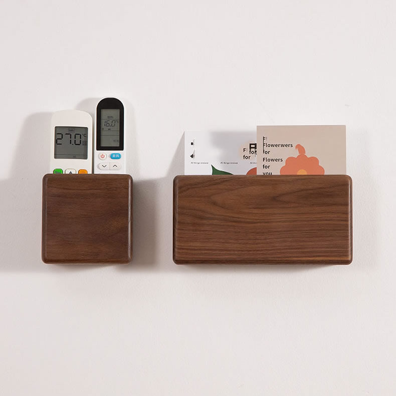 Adhesive Wall Storage Boxes, Home Wooden Wall - Mounted Organizers