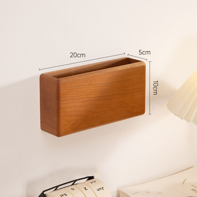 Adhesive Wall Storage Boxes, Home Wooden Wall - Mounted Organizers