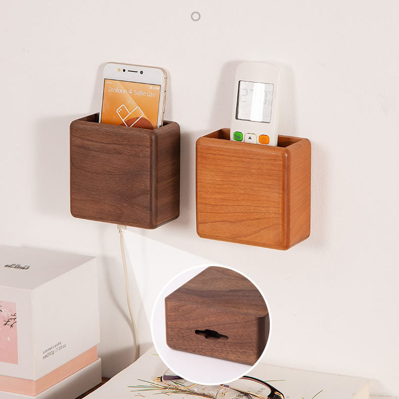 Adhesive Wall Storage Boxes, Home Wooden Wall - Mounted Organizers