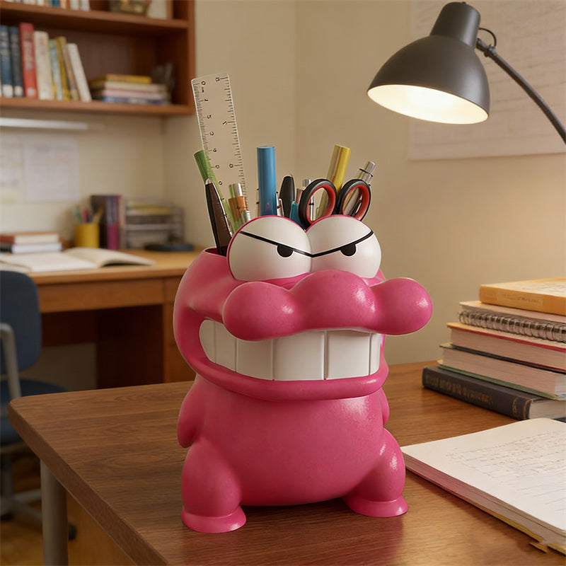 Angry Pink Crocodile Pencil Holder – Fun & Quirky Desk Organizer with Big Eyes