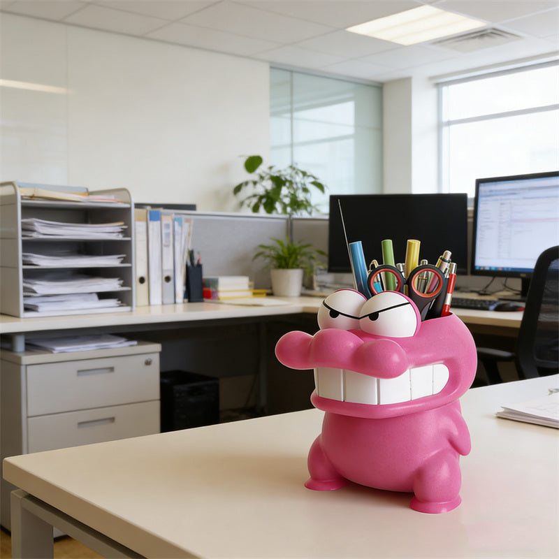 Angry Pink Crocodile Pencil Holder – Fun & Quirky Desk Organizer with Big Eyes