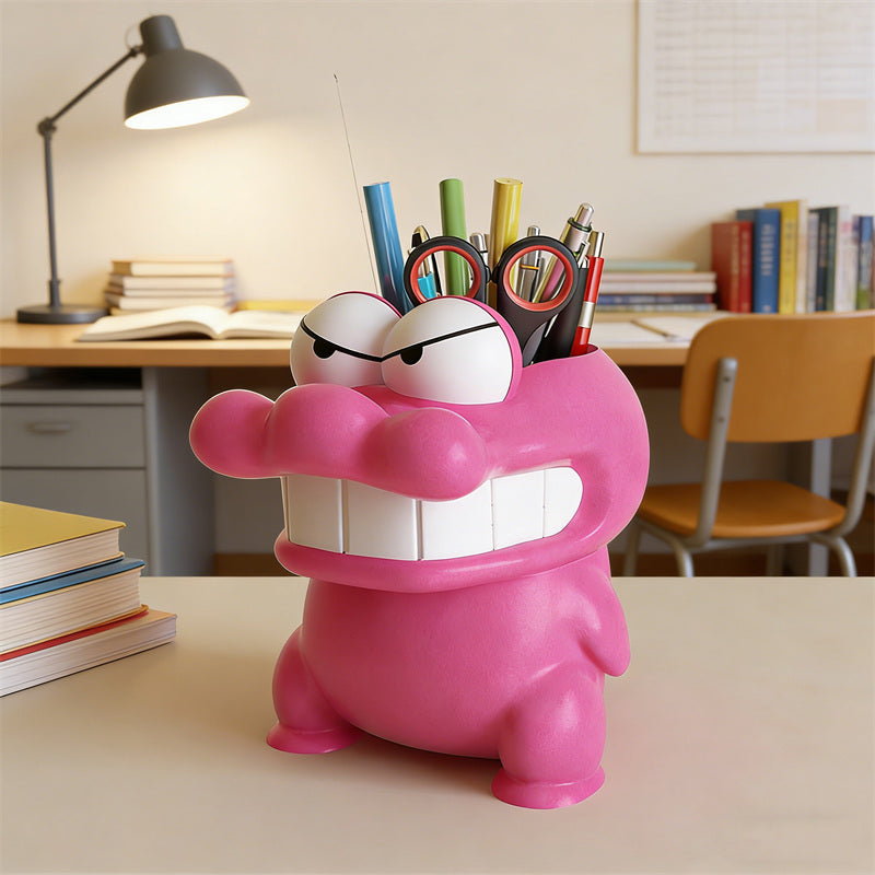 Angry Pink Crocodile Pencil Holder – Fun & Quirky Desk Organizer with Big Eyes