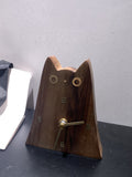 Wooden Cat - Shaped Table Clock, Minimalist Desk Clock with Brass Accents