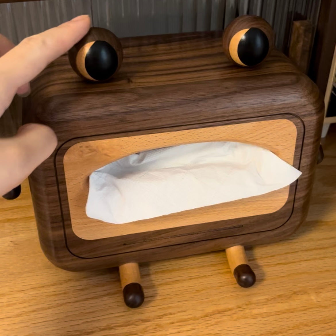 Cute Wooden Monster Tissue Box – Fun Cartoon Tissue Holder for Home & Office