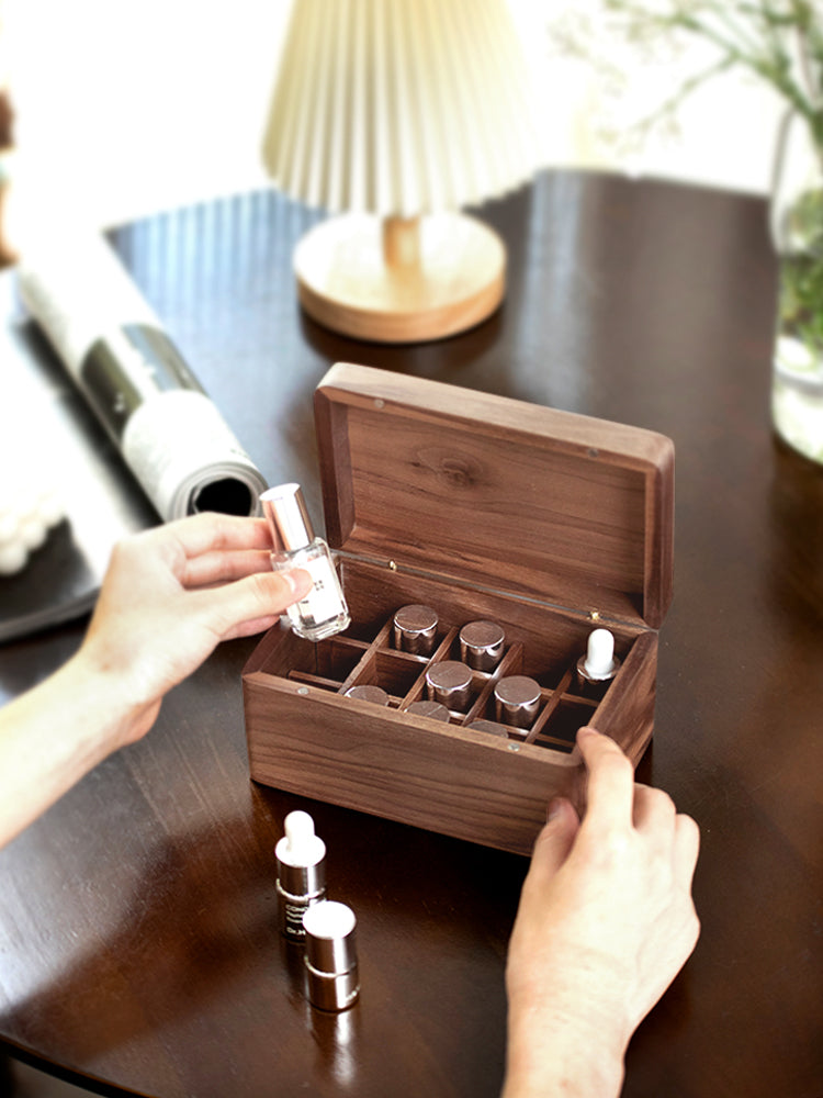 Wooden Essential Oil Storage Box, Organizer Case with Dividers for Aromatherapy Bottles