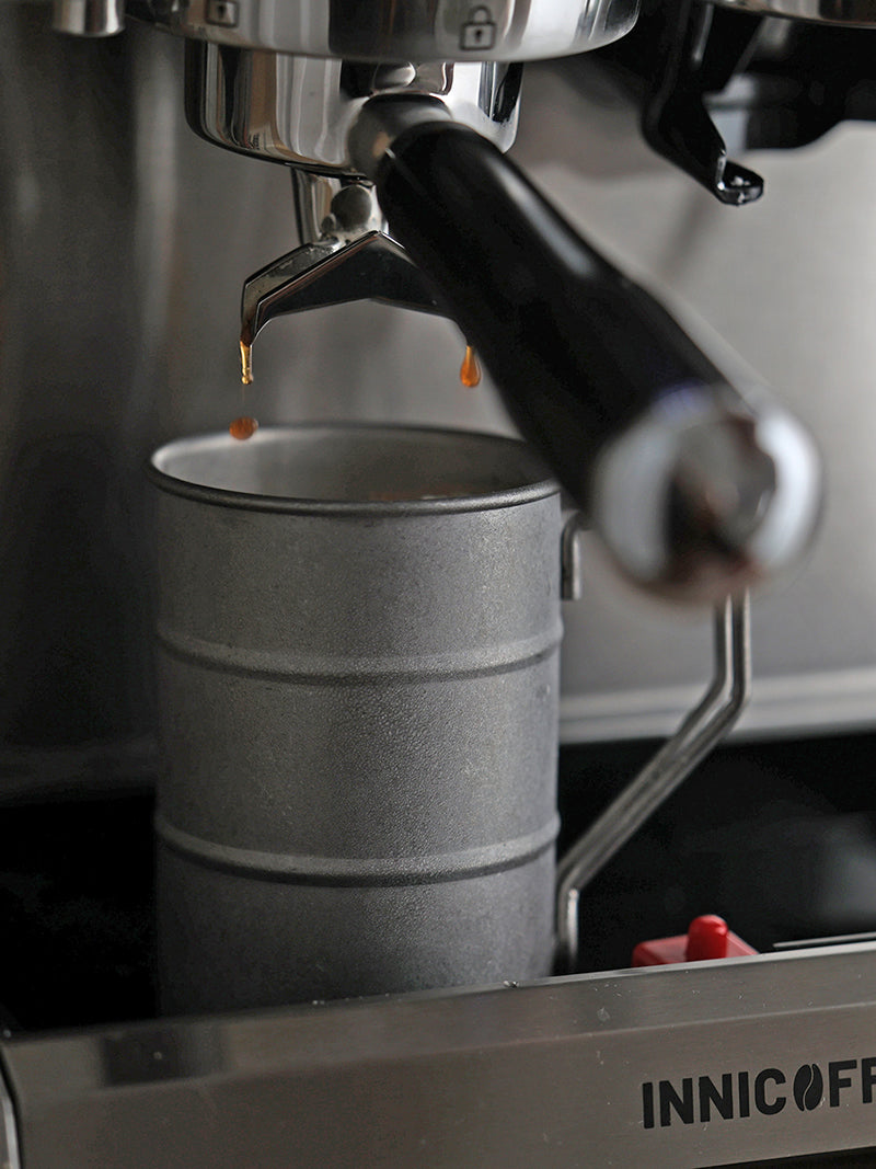 Metal and Wood Coffee Mug with Lid, Industrial - Style Drinkware