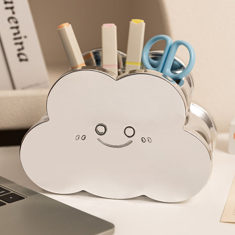 Cute Cloud Resin Pen Holder – Smiling Desk Organizer for Pens, Pencils
