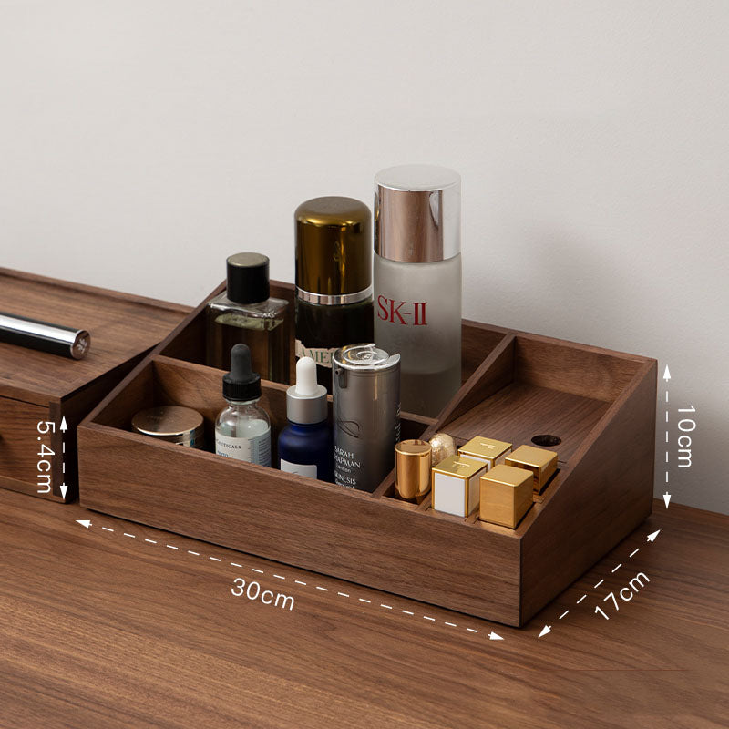 Wooden Makeup and Skincare Organizer, Multi - Compartment Desk Tidy for Beauty Products