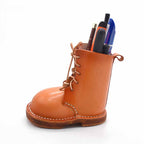 Cowhide Leather Boot - Shaped Pen Holder, Unique Desk Organizer
