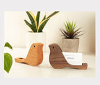 Wooden Bird - Shaped Business Card Holder, Decorative Desk Accessory