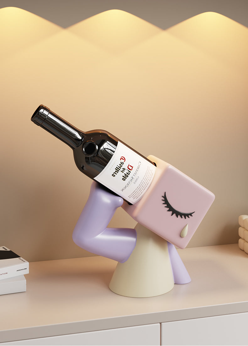 Cute Cartoon - Style Wine Bottle Holder, Whimsical Resin Wine Rack for Home Decor
