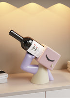 Cute Cartoon - Style Wine Bottle Holder, Whimsical Resin Wine Rack for Home Decor