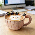 Cute 3D Black Cat Peeking Ceramic Coffee Mug with Sculpted Mini Black Cats - Whimsical Animal Tea Cup