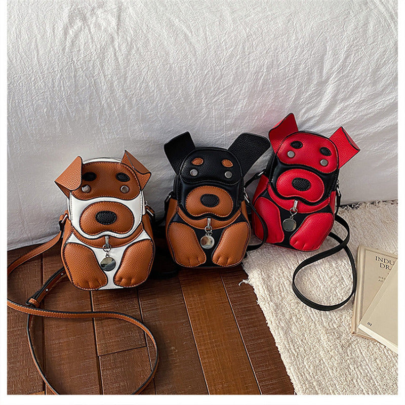 Cute 3D Dog-Shaped Crossbody Mini Bag, Leather Cartoon Sling Purse, Novelty Shoulder Bag for Women & Teens