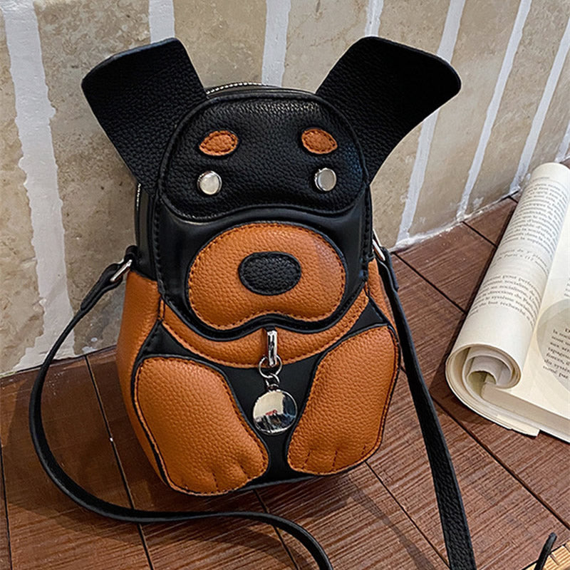 Cute 3D Dog-Shaped Crossbody Mini Bag, Leather Cartoon Sling Purse, Novelty Shoulder Bag for Women & Teens