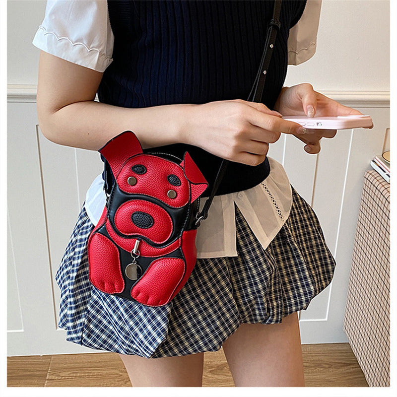 Cute 3D Dog-Shaped Crossbody Mini Bag, Leather Cartoon Sling Purse, Novelty Shoulder Bag for Women & Teens