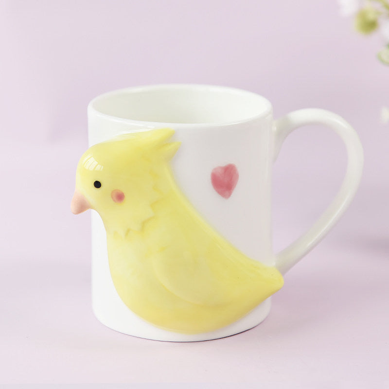 Cute 3d Parrot Ceramic Mug, Large Capacity Bird Mug , Kawaii Animal Coffee Cup