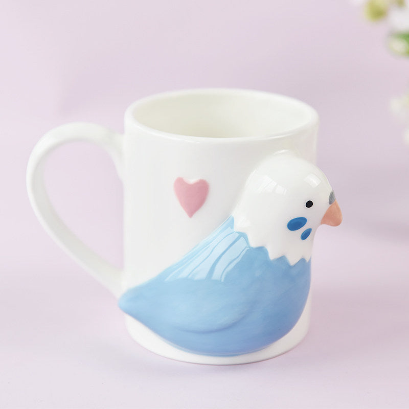 Cute 3d Parrot Ceramic Mug, Large Capacity Bird Mug , Kawaii Animal Coffee Cup