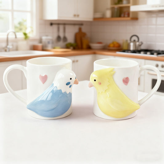 Cute 3d Parrot Ceramic Mug, Large Capacity Bird Mug , Kawaii Animal Coffee Cup