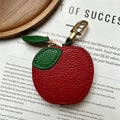 Cute Apple Leather Coin Purse, Mini Fruit Zipper Pouch, Keychain Earbud Case for Women & Girls