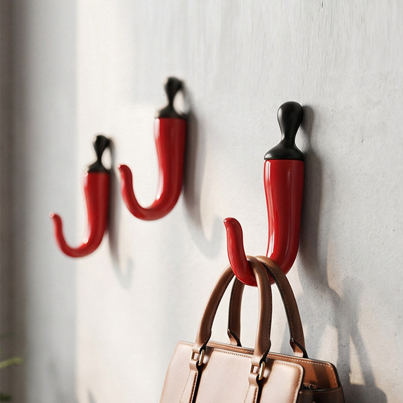 Cute Chili Pepper Shaped Resin Wall Hook , Multi-Color Wall Decorative Coat Hook for Home & Room