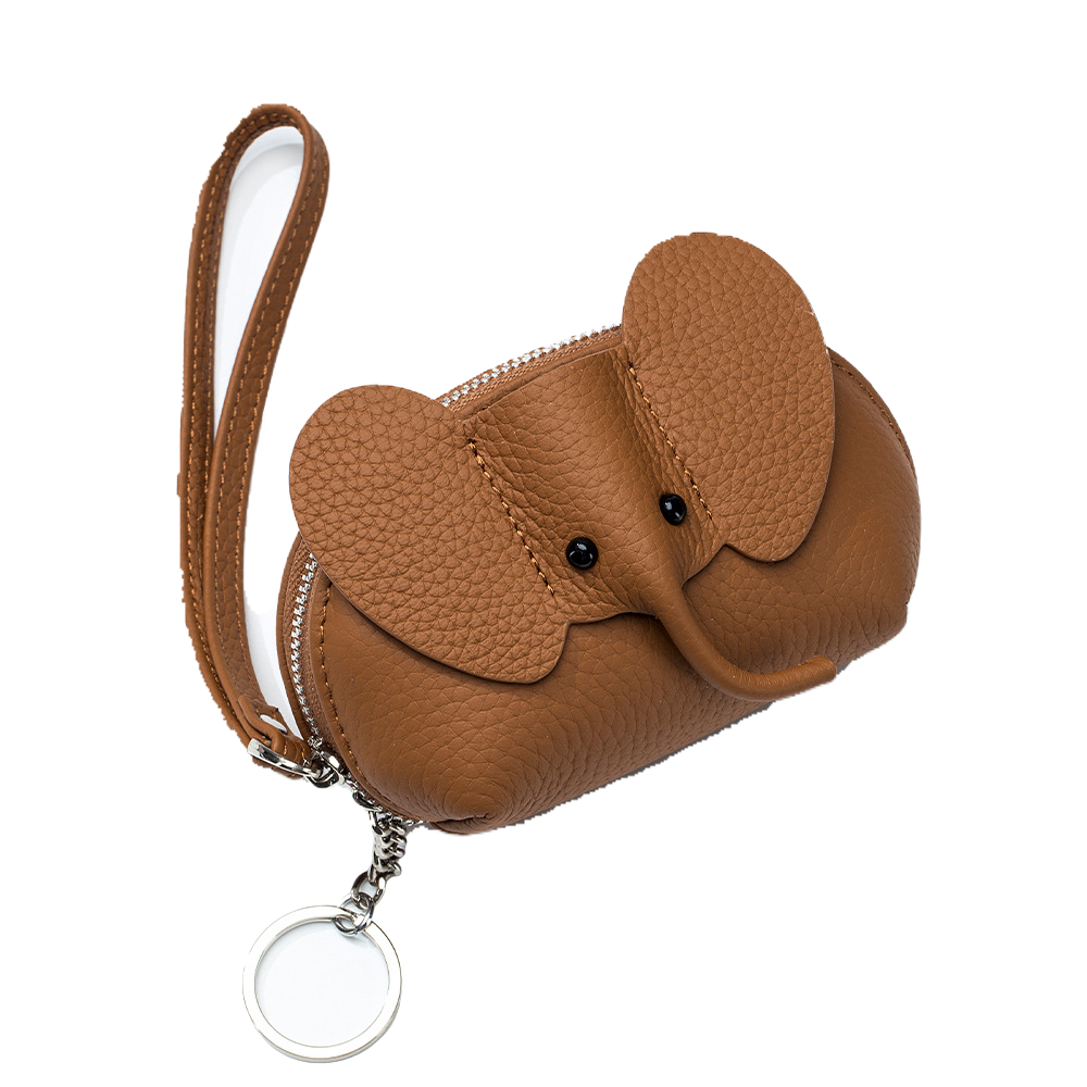 Cute Elephant-Shaped Coin Purse - Multi-Use Zippered Pouch with Wrist Strap & Key Ring