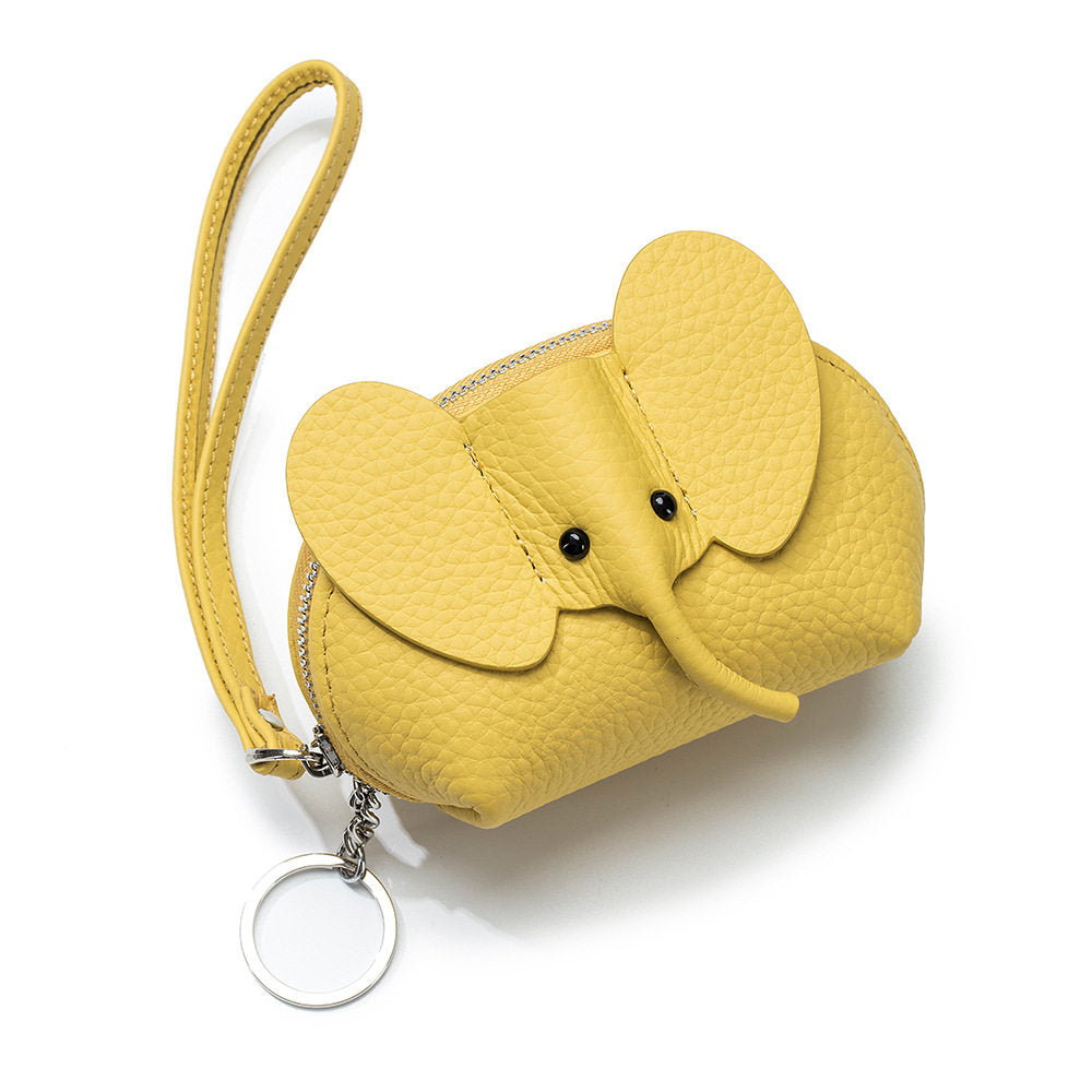 Cute Elephant-Shaped Coin Purse - Multi-Use Zippered Pouch with Wrist Strap & Key Ring