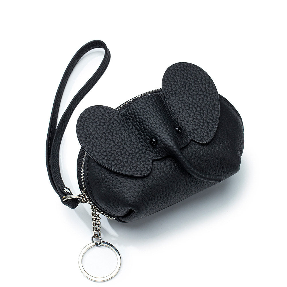 Cute Elephant-Shaped Coin Purse - Multi-Use Zippered Pouch with Wrist Strap & Key Ring