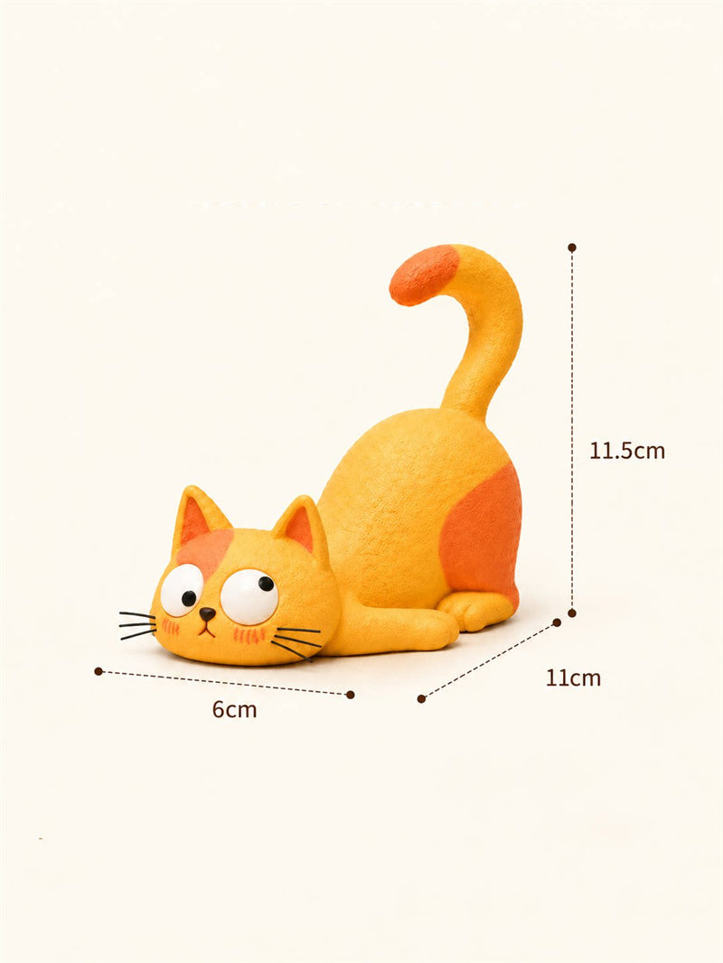 Cute Lying Cat Resin Cell Phone Stand - Whimsical Kitty Figurine Desktop Phone Holder