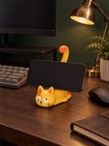 Cute Lying Cat Resin Cell Phone Stand - Whimsical Kitty Figurine Desktop Phone Holder