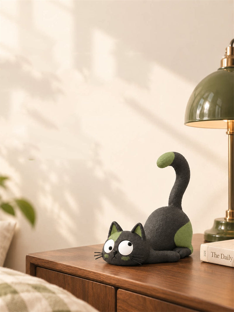 Cute Lying Cat Resin Cell Phone Stand - Whimsical Kitty Figurine Desktop Phone Holder