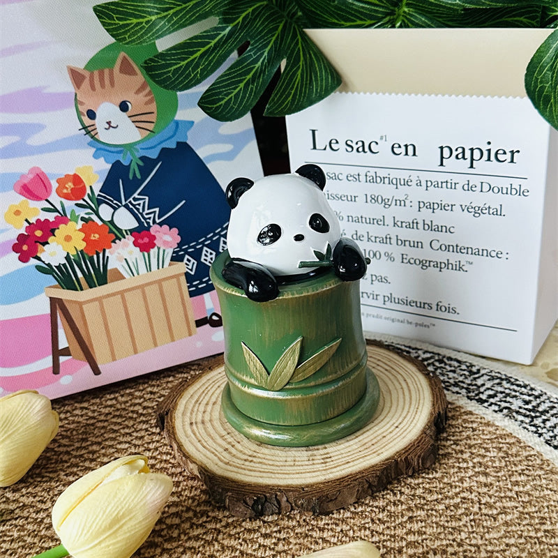 Cute Panda Imitation Bamboo Toothpick Holder,Cartoon Animal Cotton Swab Holder