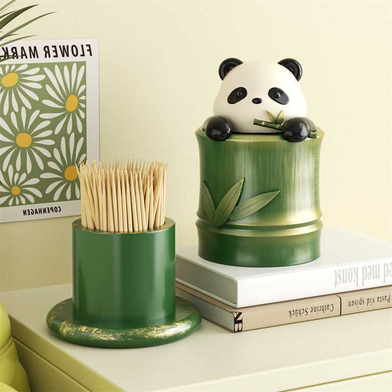 Cute Panda Imitation Bamboo Toothpick Holder,Cartoon Animal Cotton Swab Holder
