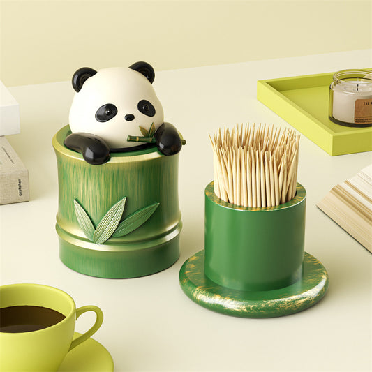 Cute Panda Imitation Bamboo Toothpick Holder,Cartoon Animal Cotton Swab Holder