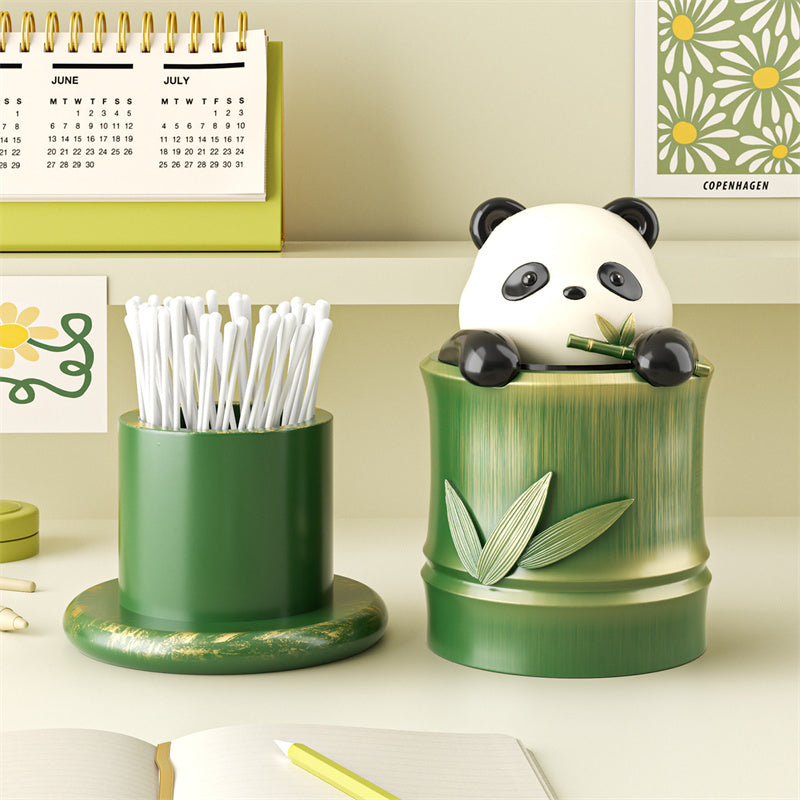 Cute Panda Imitation Bamboo Toothpick Holder,Cartoon Animal Cotton Swab Holder