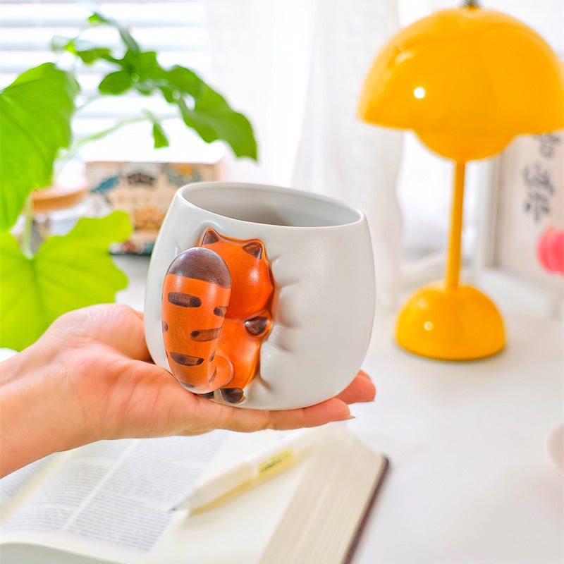 Cute Red Panda Butt Ceramic Mug with Tail Handle, 3D Animal Coffee Cup, Whimsical Red Panda Tea Mug