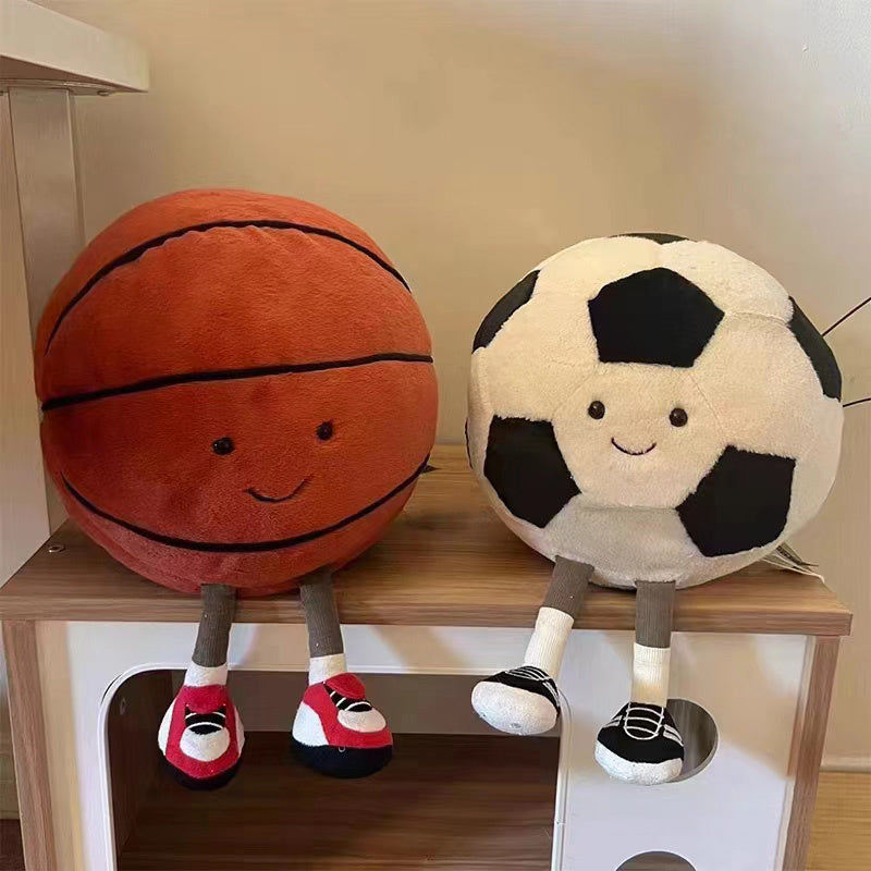 Cute Sports Ball Plush Toys - Basketball and Soccer Stuffed Dolls