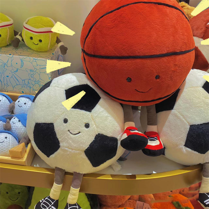 Cute Sports Ball Plush Toys - Basketball and Soccer Stuffed Dolls