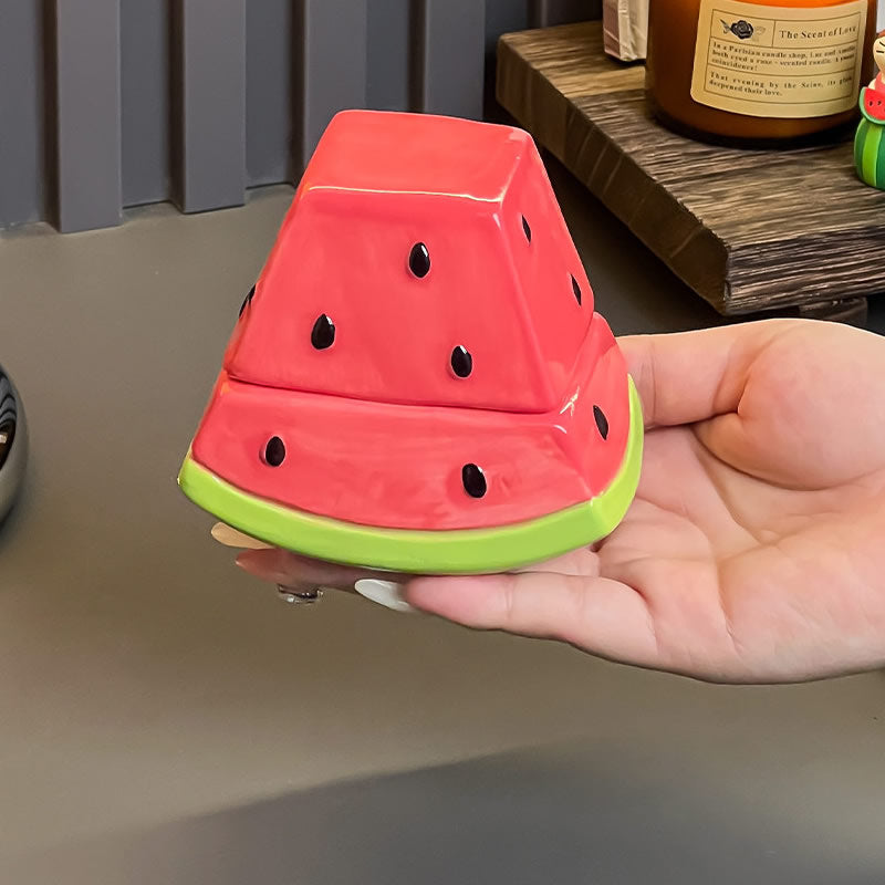 Cute Watermelon Slice Ceramic Toothpick Holder, Fruit Shaped Toothpick Dispenser , Dining Table Decor Storage Container