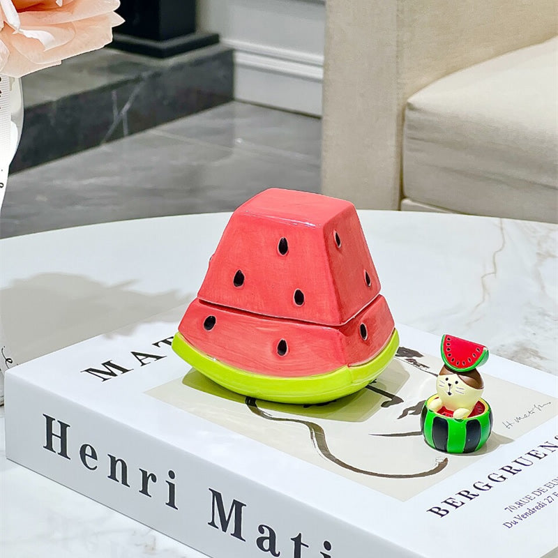 Cute Watermelon Slice Ceramic Toothpick Holder, Fruit Shaped Toothpick Dispenser , Dining Table Decor Storage Container