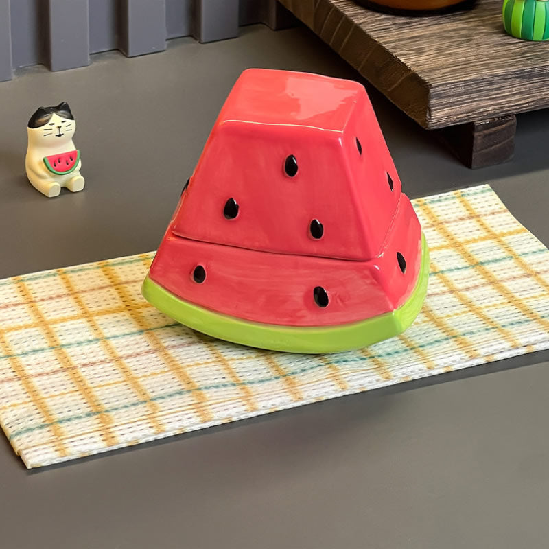 Cute Watermelon Slice Ceramic Toothpick Holder, Fruit Shaped Toothpick Dispenser , Dining Table Decor Storage Container