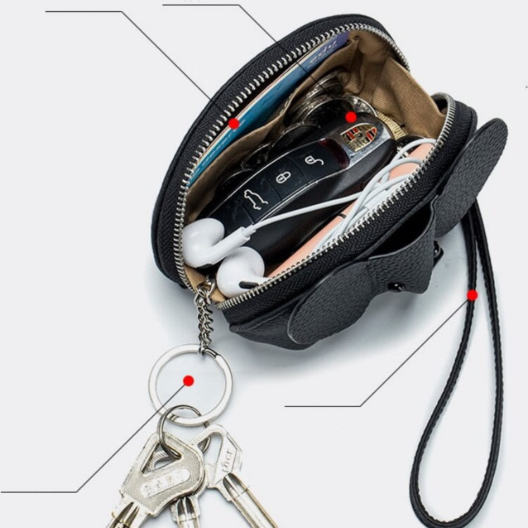 Elephant-Shaped Genuine Leather Coin Purse with Wristlet & Keychain