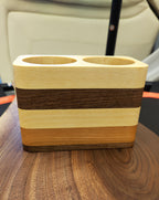Handcrafted Wooden Striped Pen Holder, Desktop Organizer for Pens & Pencils