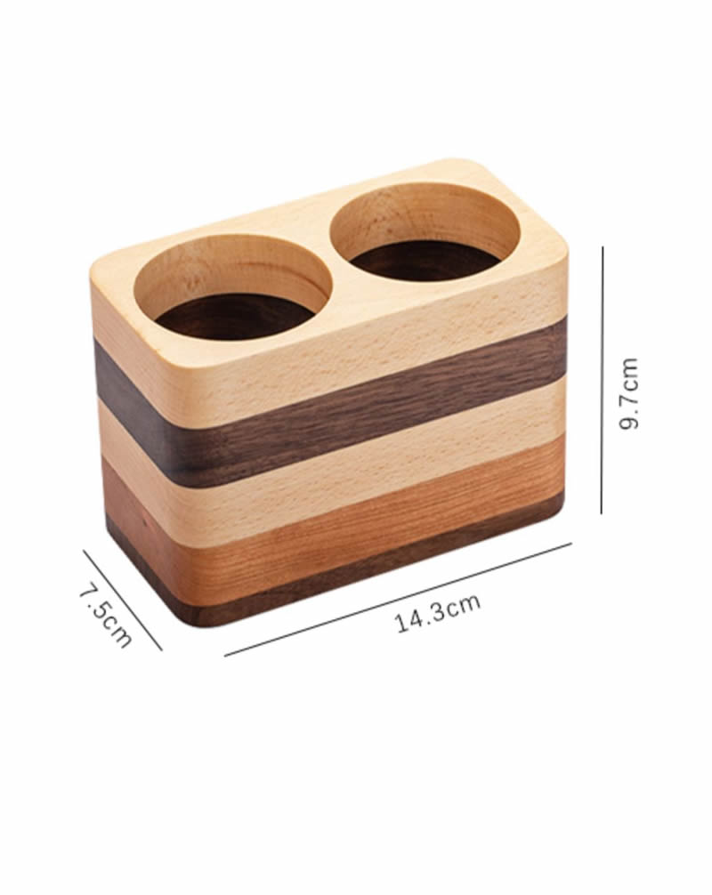 Handcrafted Wooden Striped Pen Holder, Desktop Organizer for Pens & Pencils