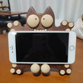 Cute Wooden Cat - Shaped Phone Stand, Funny Animal Desk Phone Holder