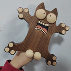 Cute Wooden Cat - Shaped Phone Stand, Funny Animal Desk Phone Holder