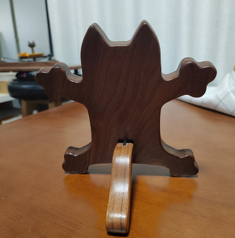 Cute Wooden Cat - Shaped Phone Stand, Funny Animal Desk Phone Holder