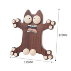 Cute Wooden Cat - Shaped Phone Stand, Funny Animal Desk Phone Holder