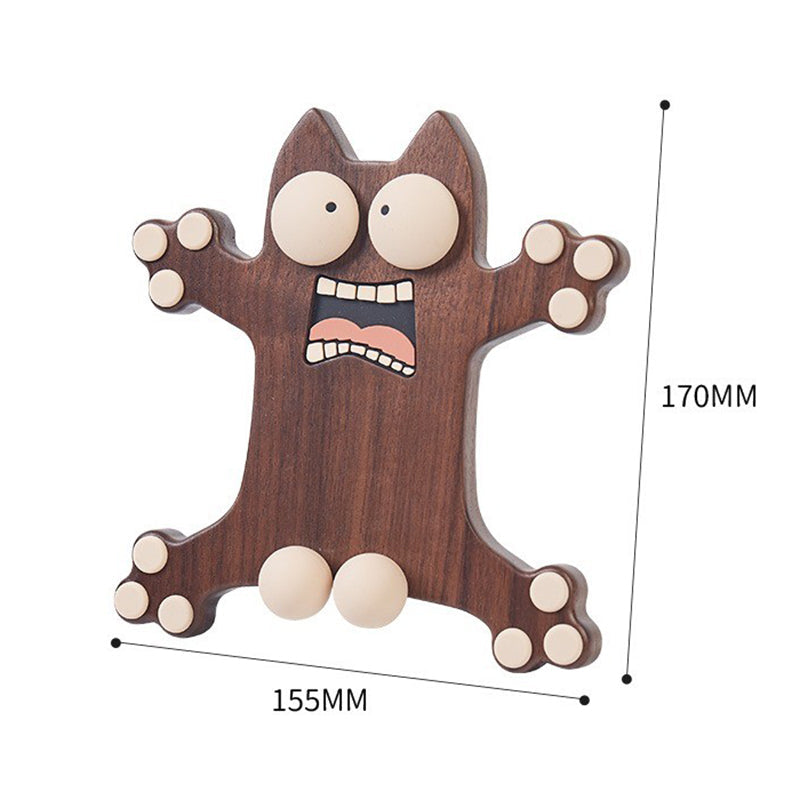 Cute Wooden Cat - Shaped Phone Stand, Funny Animal Desk Phone Holder