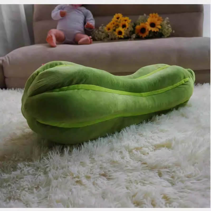 Giant Green Loofah - Shaped Plush Pillow, Soft Stuffed Toy for Cuddling
